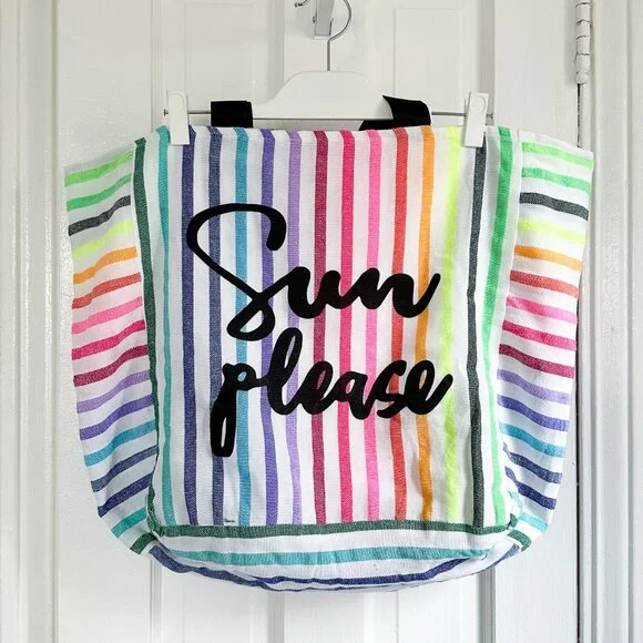 Las Bayadas Sun Please Beach Bag Tote Rainbow Colors - RARE - Used Once - Picture 1 of 5